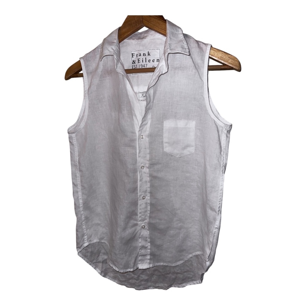 Frank & Eileen Fiona White Linen Top XXS